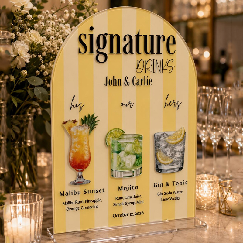 Cocktail Recipe Book - 맞춤형 시그니처 음료 표지판, 화려한 아크릴