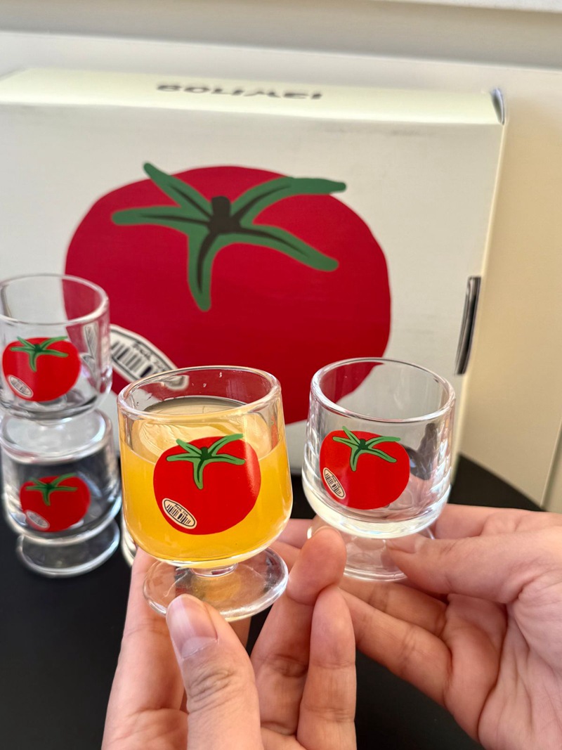 Highball Glass Set - 귀여운 토마토 디자인의 하이볼 글라스 세트,