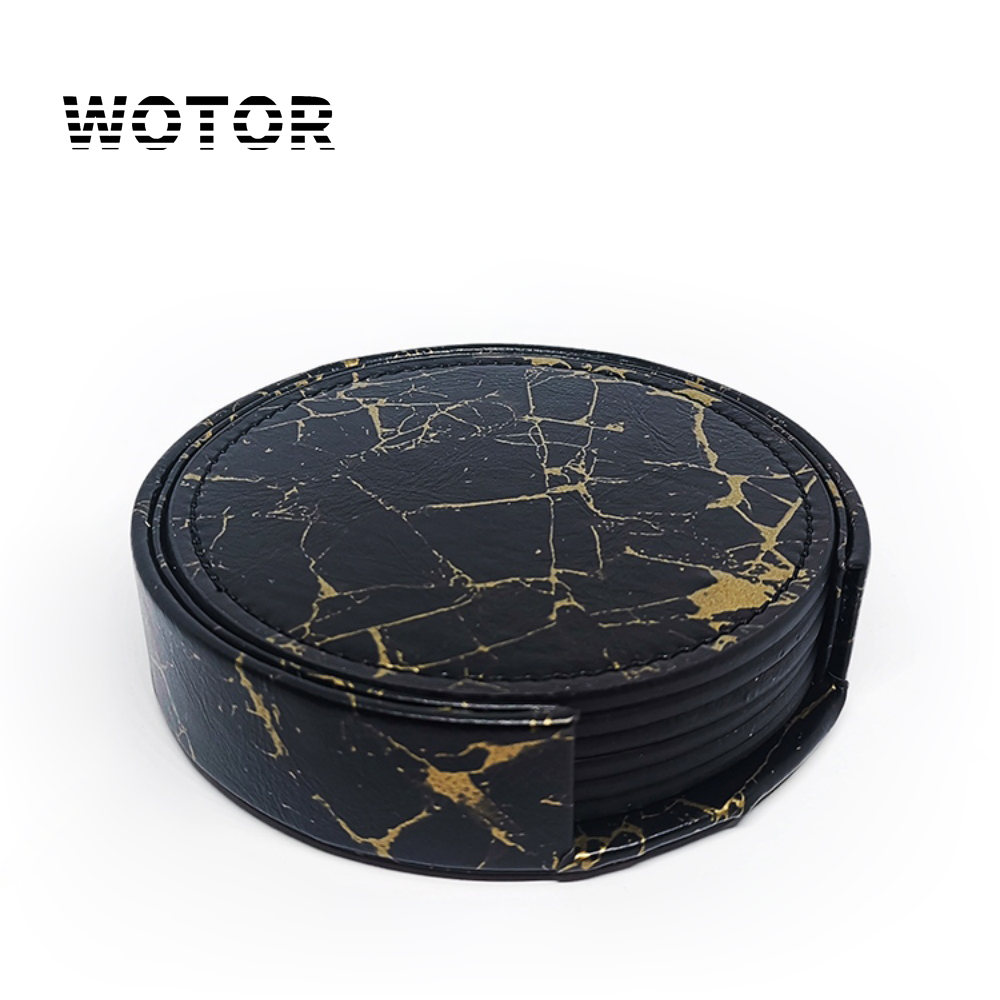 Home Bar And Counter - WOTOR 6PCS 스톤 그레인 가죽 컵