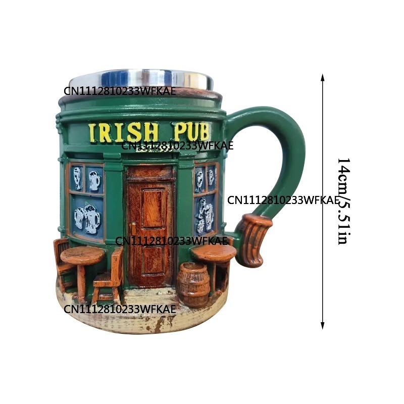 3D 아일랜드 펍 패턴 스테인리스 스틸 머그컵 - 홈  - Home Bar And Coffee 리뷰 및 가격