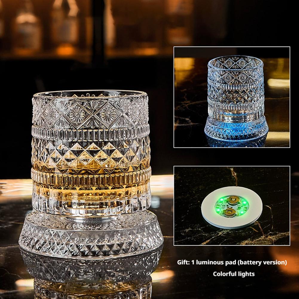360 °   LED 조명이 있는 회전하는 위스키 잔, - Highball Glass Set 리뷰 및 가격