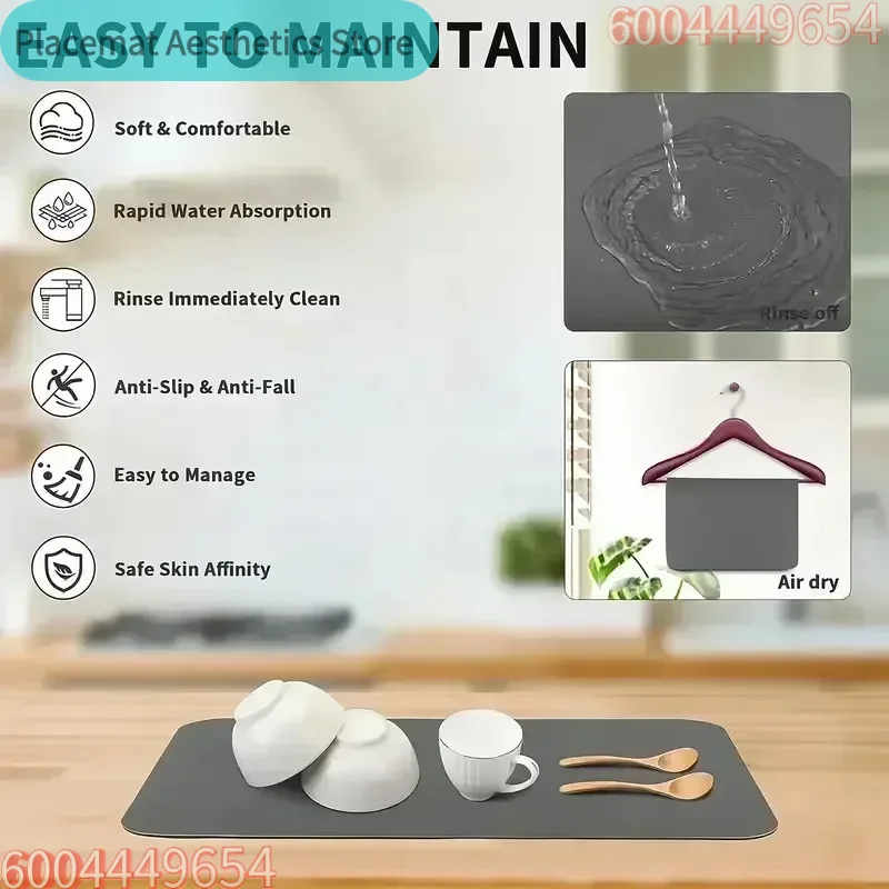 모던 미니멀리스트 라인 규조토 식기 건조 매트 초흡수  - Bar Mat Rubber 리뷰 및 가격