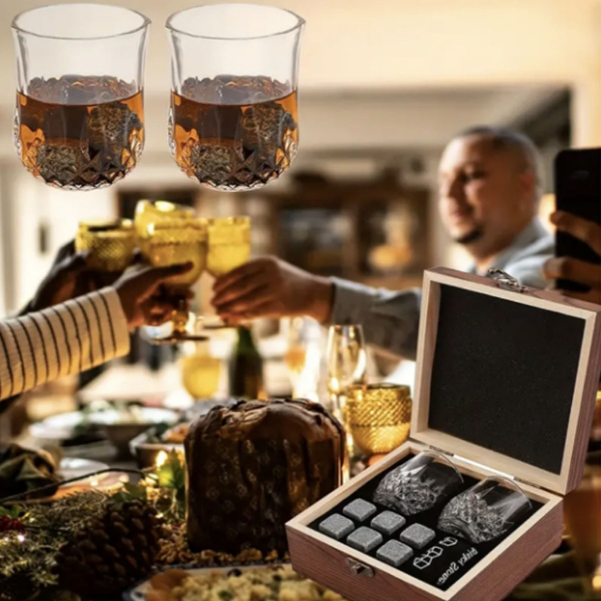 크리스마스 발렌타인 선물 위스키 돌 안경 세트 나무 병 - Highball Glass Set 리뷰 및 가격