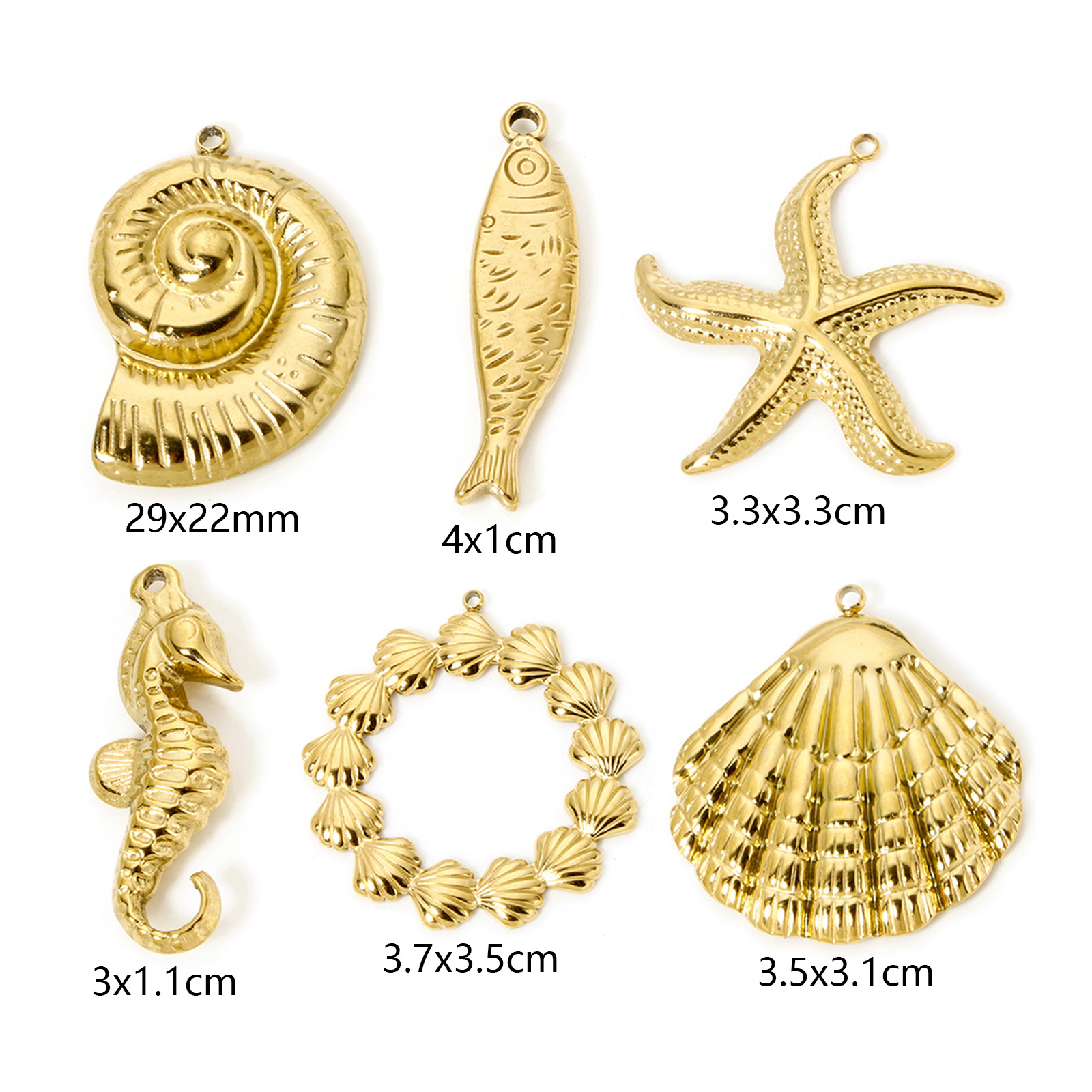 1 조각 해마 동물 쉘 3D 매력 304 스테인레스 스 - Bar Cart Gold 리뷰 및 가격